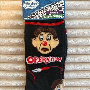 Hasbro Operation Game Crew Socks - Black and Red
